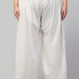 style prezone Women Relaxed White Viscose Rayon Trousers-picture-12