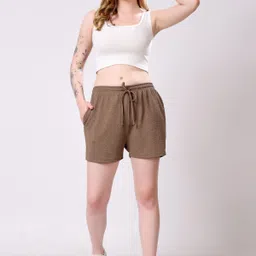 london hills Solid Women Brown Regular Shorts image 4