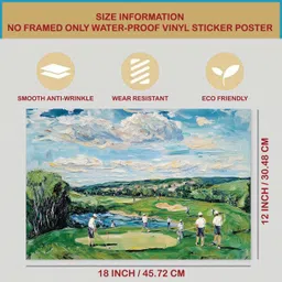 rbprinters Sunset Mountain Scenery Wall Poster | Waterproof Vinyl Landscape Art Sticker for Home & Office Wall Decoration (18x12 Inch) Vinyl image 3