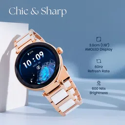 Titan Elixir 1.19'' AMOLED|Diamond Cut Design|BP Skin Temp Monitoring|BT Calling|Women Smartwatch image 3