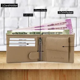 dezire crafts Men Trendy, Travel, Formal, Evening/Party, Casual, Ethnic Beige Artificial Leather Wallet image 4