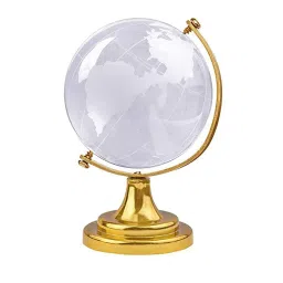 wens 2.5 Inch Golden Vastu/Feng Shui Crystal Globe for Success Good Luck and Prosperity image 3