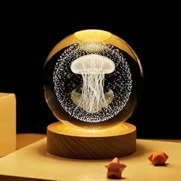 riiseroot 3D Crystal Jelly Fish Lamp Decorative Showpiece Night Lamp-picture-23