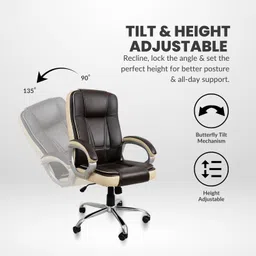 rw rest well Venture Ergonomic Office Chair| Swivel Chair with Adjustable Height Leatherette Office Adjustable Arm Chair image 5