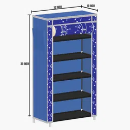 zenvexyo 5 Shelf Foldable Collapsible Wardrobe Storage Organizer Almirah Cloth Rack Micro Fiber Collapsible Wardrobe image 4