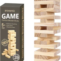 arovemic Fun 39 Pcs Jenga Wooden Block Stacking Game - Family Fun & Skill-Building-S02-picture-28