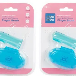 meemee Unique Finger Brush, Blue (Pack of 2) Soft Toothbrush image 5