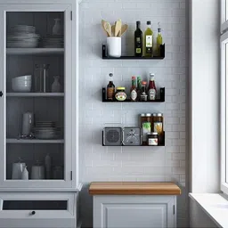 indian decor 4100 Floating Wall Mount Metal U Shape Shelf Book/CD/DVD Storage Metal Semi-Open Book Shelf image 1