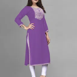 patbro Women Embroidered Viscose Rayon A-line Kurta image 3