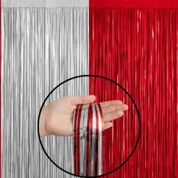 rimis Red, Silver 4 Pcs Premium Foil Curtain for Birthday, Wedding, Party Decoration & Backdrop-picture-16