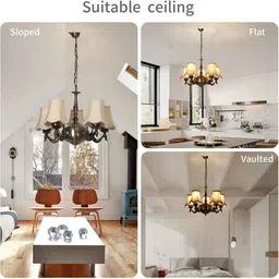 new era Devansh 05 Lights Off-white Vintage cotton shade with Antique Golden Chandelier -L image 5