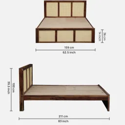 woodsworth from pepperfry Albans Sheesham Wood Queen Size Bed In Provincial Teak Finish image 2