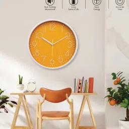 random Tic Toc Yellow & White Plastic Wall Clock-picture-28