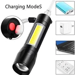 life creation (Pack of 2) Mini Pocket Light Zoom COB USB Charging Led Water Proof TorchR-152 Torch image 2
