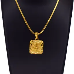 Sacred Gold Platted Om Pendant: A Symbol of Light and Life Gold-plated Crystal Brass Pendant-image-6