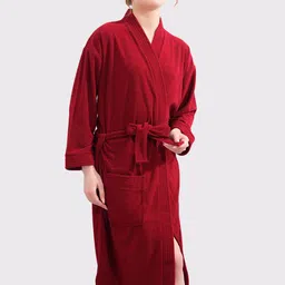 hotgown Maroon Free Size Bath Robe image 1