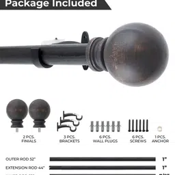 deco window Brown Iron Solid (144 Inches) Curtain Rod with Accessories image 4