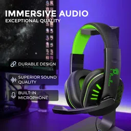 punnkfunnk Gaming Headphones with 50mm Driver Surround Sound & Adjustable Mic & LED Effects Wired Gaming Headset image 2