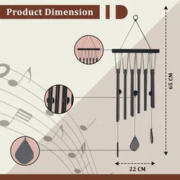 heart home Aluminium 12 Tubes Musical Wind Chimes for Balcony | Black Aluminium Windchime image 3
