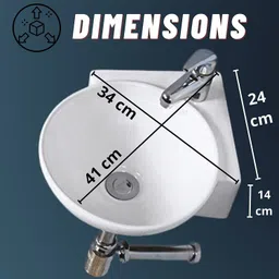 nirant Corner Wash Basin for Bathroom, White Polished Finish Sink (34 X 34 X 14)cm Corner Basin image 5