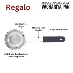 regalo 50 ml Stainless Steel Triply Tadka Pan with Long Silicon Handle image 4