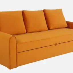 casacraft from pepperfry Kedio Velvet Pull-Out Sofa Cum Bed in Rust Colour image 3