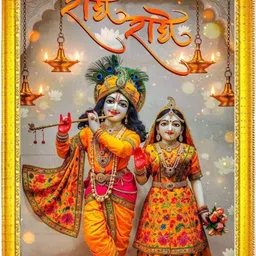 Elegant Radha Krishna MDF Photo Frame | Religious Wall Hanging Digital Reprint 12 inch x 9 inch Painting-image-98