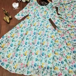 shree textiles Women Gown Light Green Maxi/Full Length Dress image 2