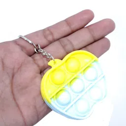 primefair 2 Pcs Pop It Fidget Toys Mini Push Pop Bubble Fidget Sensory Toy Keychains Silicone Squeeze Sensory Keyrings Stress Relief Toys for Kids and Adults image 3