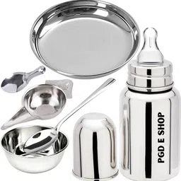 pgd Baby Feeding care gift set of Bottle, Feeder, Bowl, Spoon, Idly Spoon - 150 ml-picture-16