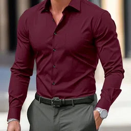 metronaut Men Regular Fit Solid Spread Collar Casual Shirt image 1