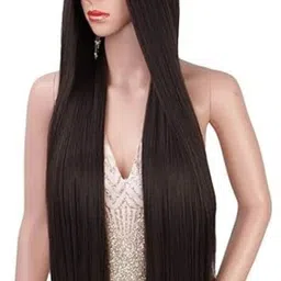 a h s Long Straight Natural Synthetic Brown Full Head Wigs for Women With Middle Part Hair Extension image 4
