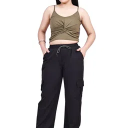 one trackfit Women Solid Black Track Pants image 5