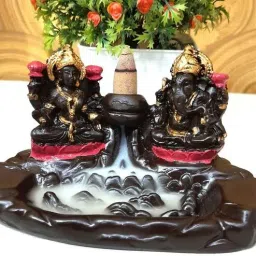 wens Ganesh & Laxmi Idol Resin Incense Burner (Black)-picture-31