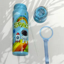 kswe Kids Water Bottle | Astronaut Cartoon | BPA Free Flip Top Leak Proof Bottle 900 ml Water Bottle image 3