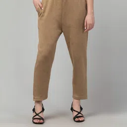 fambee Women Regular Fit Beige Wool Trousers-picture-21