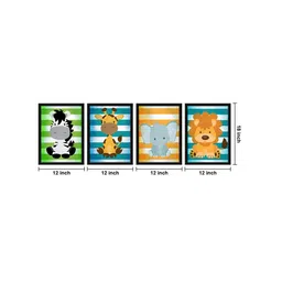 999store Wildlife Multicolour Canvas (Pack of 4) Kids Wall Art image 4