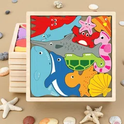 vhd Sea Animal Wooden Jigsaw Puzzle for Kids – Educational Toy Q26-picture-29