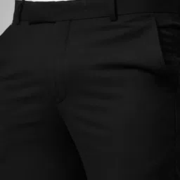 cantabil Men Regular Fit Black Cotton Blend Trousers image 5