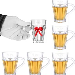 multizone Pack of 6 Glass 200ML Premium Glass Tea and Coffee Cup Glass Mug, Transparent,Glass Cups Set-picture-17