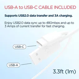 Syshri USB Type C Cable 3 A 1 m USB Type-A to Type-C Turbo Charging Cable 3.3Ft | High-Speed Fast Charger Cord image 2
