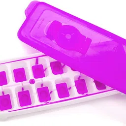 signoraware Food Grade BPA Free Plastic Freezer Ice Cube Mould Tray Box for Fridge Purple Silicone Ice Cube Tray image 1