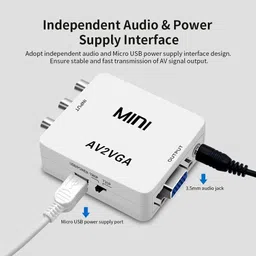 ULTRABYTES Mini HD AV To VGA Video Converter with 3.5mm Audio to PC HDTV Converter Gaming Adapter image 3