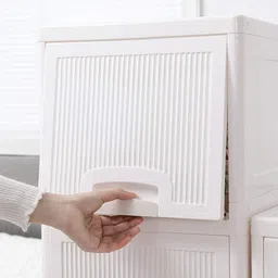 crexos Collapsible Wardrobe Plastic Cupboard for Storage Almirah Clothes Drawer Rack PP Collapsible Wardrobe image 2