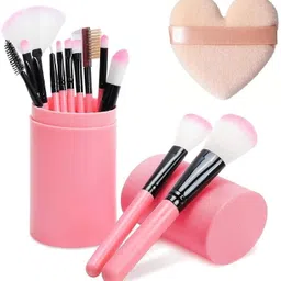 Professional Makeup Brush With Storage Box Heart Makeup Puff.-image-64