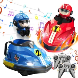 cravingkart 2 Pack Remote Control Cartoon Bumper Cars with Lights, Music Rechargeable RC Car image 1