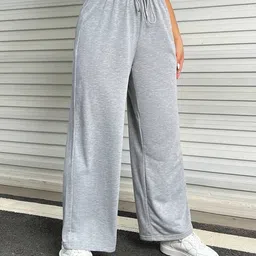 beastrends Women Loose Fit Grey Cotton Blend Trousers-picture-20