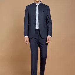 Neumen Men 2-Piece Slim Fit Self-Design Bandhgala Suits image 1