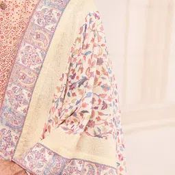 Tasva Men Orange Printed & Embroidered Detail Meena Brocade Sherwani Set image 3