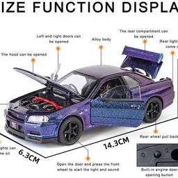 manaki enterprise 1:24 Scale Nissan Skyline GTR-R34 Diecast Models Alloy Diecast Toy Car Model image 2